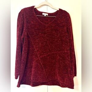 Habitat Clothes To Live In Burgundy Chenille V-Neck Tunic Top L EUC